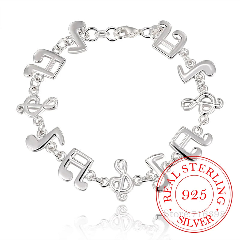 925 Silver Music Symbol Bracelet Wedding Party Jewelry