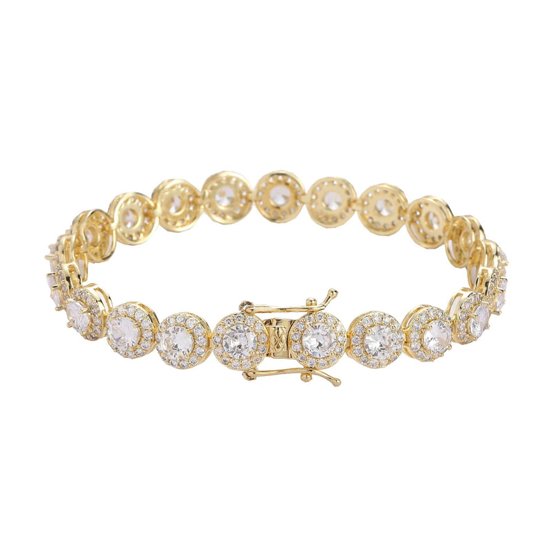 Women Bracelet Brass CZ 8mm Round Zircon Tennis Bracelet Gift