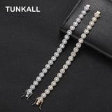 Women Bracelet Brass CZ 8mm Round Zircon Tennis Bracelet Gift