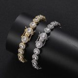 Women Bracelet Brass CZ 8mm Round Zircon Tennis Bracelet Gift