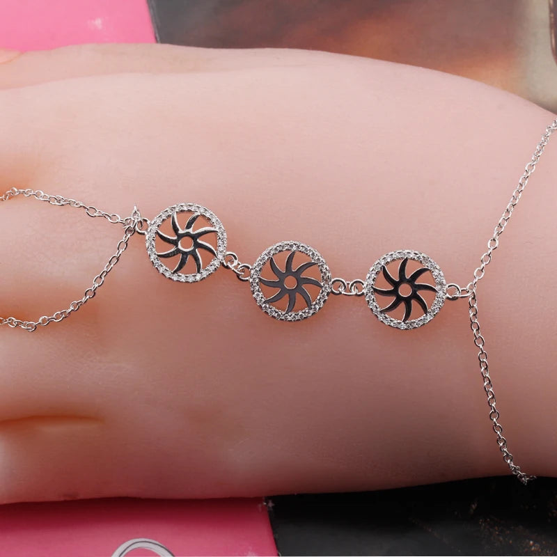 Copper Metal Slave Bracelet Chain Finger Back Hand Jewelry