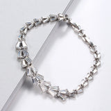 Silver Geometric Shape CZ Bracelet for Couple - Stylish Gift
