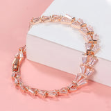 Silver Geometric Shape CZ Bracelet for Couple - Stylish Gift