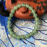 Green Jade Women's Bracelet 8mm Round Beads 18-19cm Natural Stone Bangle