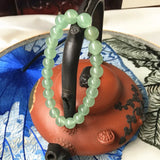 Green Jade Women's Bracelet 8mm Round Beads 18-19cm Natural Stone Bangle