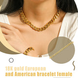 Women Bracelet Linked Bangle Hand Wrist Jewelry Stainless Steel