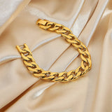 Women Bracelet Linked Bangle Hand Wrist Jewelry Stainless Steel