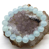 Natural Aquamarines 10mm Round Beads Elastic Bracelet