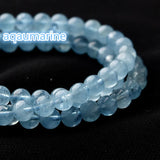 Natural Aquamarines 10mm Round Beads Elastic Bracelet