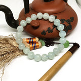 Aquamarine Round Bead Bracelet Nature Stone Bangle for Women Men