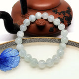 Aquamarine Round Bead Bracelet Nature Stone Bangle for Women Men