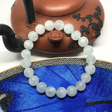 Aquamarine Round Bead Bracelet Nature Stone Bangle for Women Men