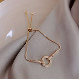 Crystal Circle Link Chain Bracelet Women Jewelry