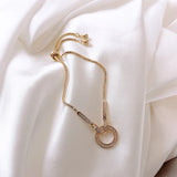 Crystal Circle Link Chain Bracelet Women Jewelry