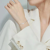 S925 Silver Women's Bracelet Set - Peach Branches Floral Watch Strap