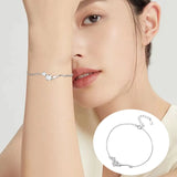 S925 Silver Women's Bracelet Set - Peach Branches Floral Watch Strap