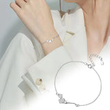 S925 Silver Women's Bracelet Set - Peach Branches Floral Watch Strap