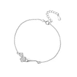 S925 Silver Women's Bracelet Set - Peach Branches Floral Watch Strap