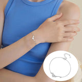 S925 Silver Women's Bracelet Set - Peach Branches Floral Watch Strap