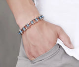 Women Bracelet Stainless Steel Bike Chain Bracelet with Crystal Jewelry