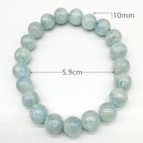 8MM-11MM Aquamarines Round Bead Bracelet 100% Natural Stone