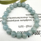 8MM-11MM Aquamarines Round Bead Bracelet 100% Natural Stone