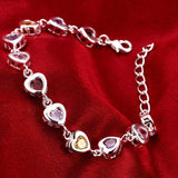 925 Silver Heart Crystal Bracelet For Women Wedding Jewelry