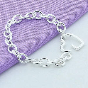 925 Silver Heart Buckle Bracelet Romantic Women's Jewelry