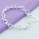 925 Silver Heart Buckle Bracelet Romantic Women's Jewelry