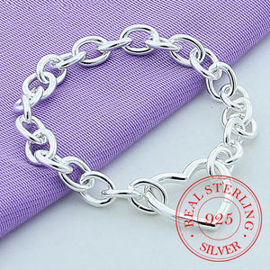 925 Silver Heart Buckle Bracelet Romantic Women's Jewelry