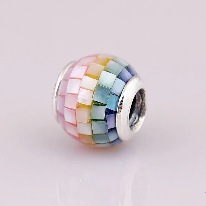 Multi-Color Bead Silver Bracelet DIY Jewelry Lady Bangle