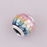 Multi-Color Bead Silver Bracelet DIY Jewelry Lady Bangle
