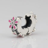 Pink Enemal Daisy Flower Charm for Women Bracelet Bangle