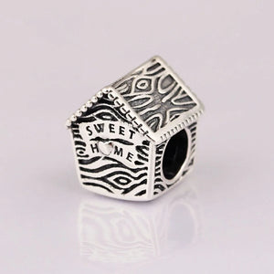 Silver Bead Bracelet Spring Bird House Charm DIY Jewelry