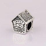 Silver Bead Bracelet Spring Bird House Charm DIY Jewelry