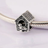 Silver Bead Bracelet Spring Bird House Charm DIY Jewelry
