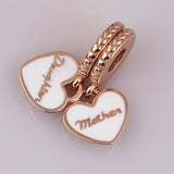 Mother & Daughter Hearts Dangle Charm Bracelet Pendant DIY Jewelry