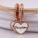 Mother & Daughter Hearts Dangle Charm Bracelet Pendant DIY Jewelry