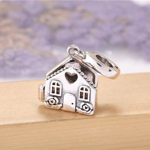 Pale Pink Enamel Pendant Silver Bracelet DIY Jewelry for Women