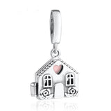 Pale Pink Enamel Pendant Silver Bracelet DIY Jewelry for Women