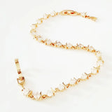 Rose 585 Jewelry Long 5MM Wide Hand Catenary Zircon Link Bracelets