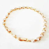 Rose 585 Jewelry Long 5MM Wide Hand Catenary Zircon Link Bracelets