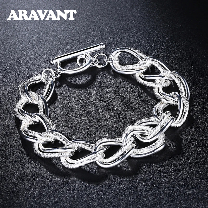 Sterling Silver Toggle Bracelet Men Women Jewelry