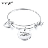 Women Bracelets Stainless Steel Heart Charm Bangle