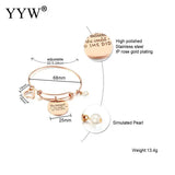Women Bracelets Stainless Steel Heart Charm Bangle