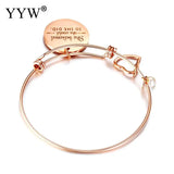 Women Bracelets Stainless Steel Heart Charm Bangle