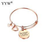 Women Bracelets Stainless Steel Heart Charm Bangle