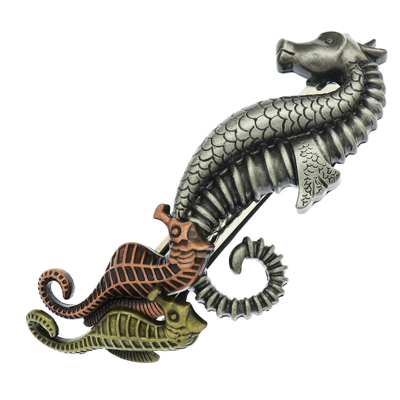 Women Bridal Metal Sea Horses Ocean French Updo Hair Head Clip