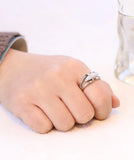 Gothic Leaf Crystal Zircon Stainless Steel Ring For Woman