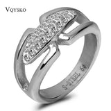 Gothic Leaf Crystal Zircon Stainless Steel Ring For Woman